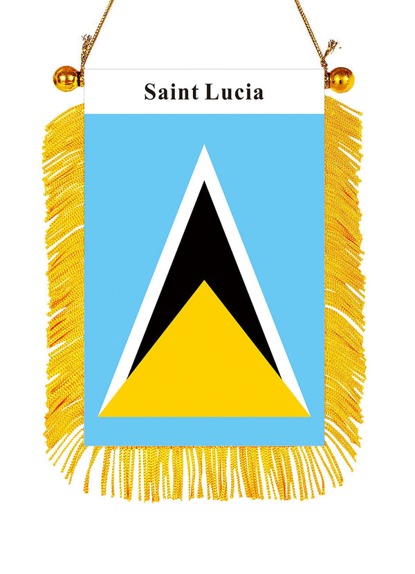Saint Lucia Rearview Mirror Flag - CaribeHeart Saint Lucia